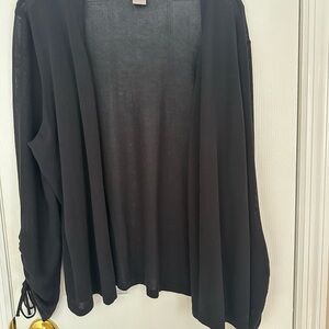 Chico's Black Ruched Sleeve Cardigan CLEARANCE